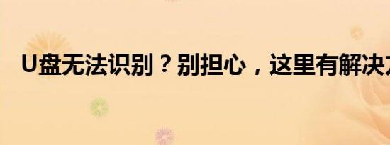 U盘无法识别？别担心，这里有解决方案！