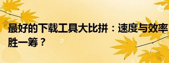 最好的下载工具大比拼：速度与效率，哪个更胜一筹？