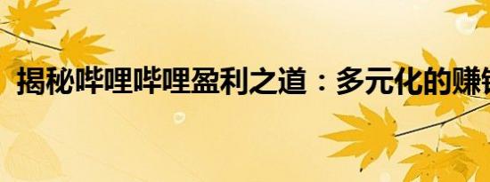 揭秘哔哩哔哩盈利之道：多元化的赚钱策略