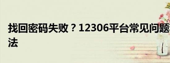 找回密码失败？12306平台常见问题和解决方法