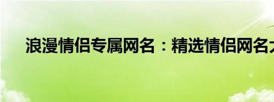 浪漫情侣专属网名：精选情侣网名大全