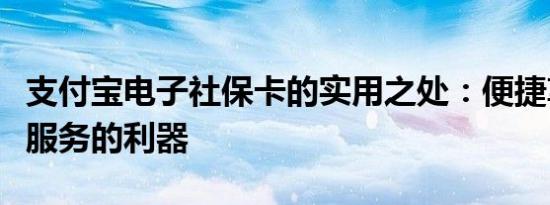 支付宝电子社保卡的实用之处：便捷享受社保服务的利器