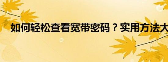 如何轻松查看宽带密码？实用方法大解析