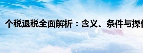 个税退税全面解析：含义、条件与操作流程