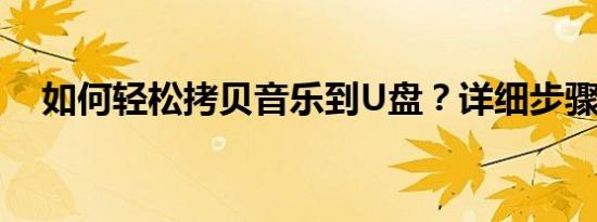 如何轻松拷贝音乐到U盘？详细步骤教程
