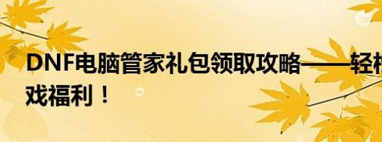 DNF电脑管家礼包领取攻略——轻松获取游戏福利！