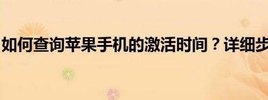 如何查询苹果手机的激活时间？详细步骤解析
