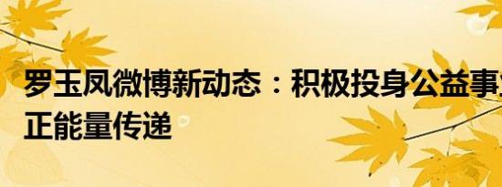 罗玉凤微博新动态：积极投身公益事业，倡导正能量传递