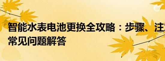 智能水表电池更换全攻略：步骤、注意事项与常见问题解答