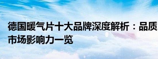 德国暖气片十大品牌深度解析：品质、技术与市场影响力一览