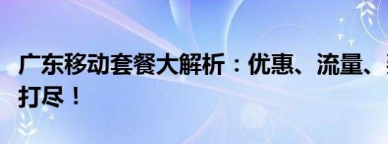 广东移动套餐大解析：优惠、流量、费用一网打尽！