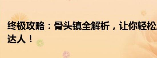 终极攻略：骨头镇全解析，让你轻松成为游戏达人！