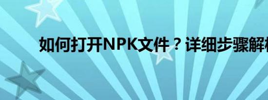 如何打开NPK文件？详细步骤解析