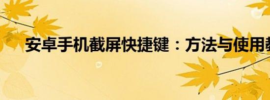 安卓手机截屏快捷键：方法与使用教程