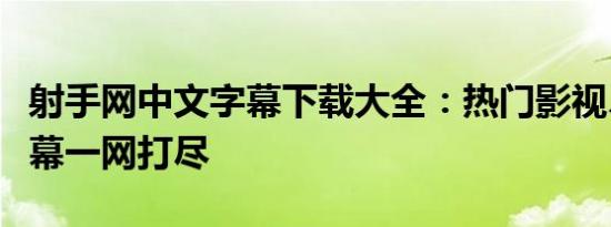 射手网中文字幕下载大全：热门影视、动漫字幕一网打尽