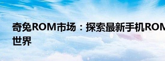 奇兔ROM市场：探索最新手机ROM资源的世界
