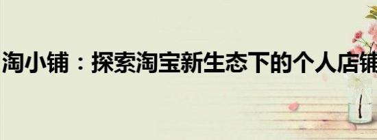 淘小铺：探索淘宝新生态下的个人店铺新模式