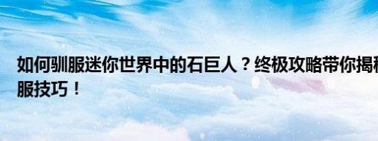 如何驯服迷你世界中的石巨人？终极攻略带你揭秘石巨人驯服技巧！