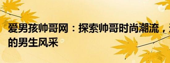 爱男孩帅哥网：探索帅哥时尚潮流，遇见心仪的男生风采