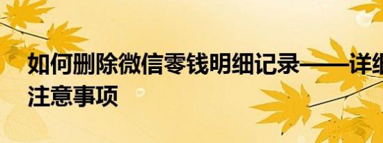 如何删除微信零钱明细记录——详细步骤与注意事项