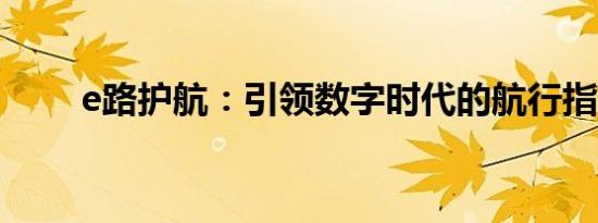 e路护航：引领数字时代的航行指南