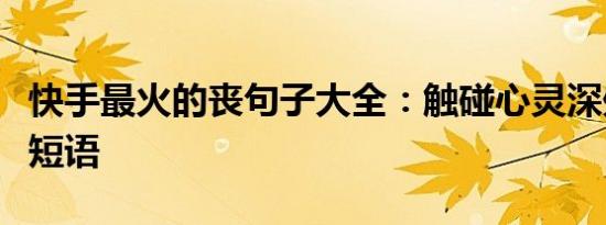 快手最火的丧句子大全：触碰心灵深处的伤感短语