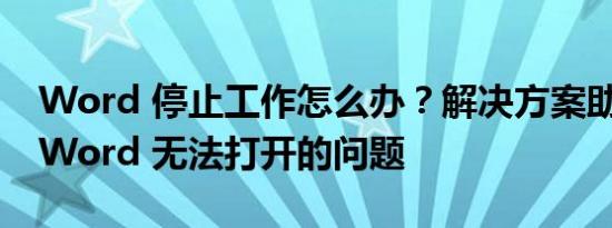 Word 停止工作怎么办？解决方案助你解决 Word 无法打开的问题