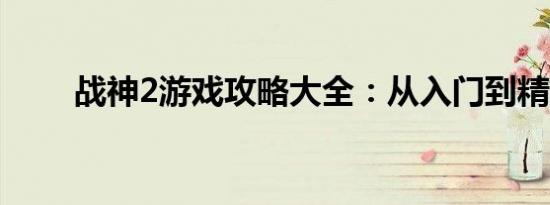 战神2游戏攻略大全：从入门到精通