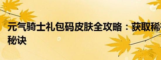 元气骑士礼包码皮肤全攻略：获取稀有皮肤的秘诀