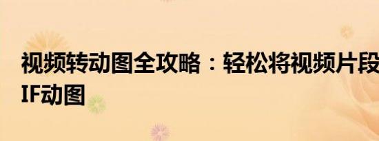 视频转动图全攻略：轻松将视频片段转换为GIF动图