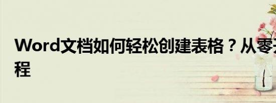 Word文档如何轻松创建表格？从零开始的教程