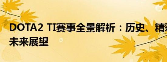DOTA2 TI赛事全景解析：历史、精彩瞬间与未来展望