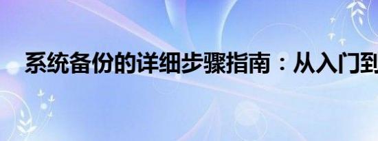 系统备份的详细步骤指南：从入门到精通