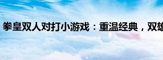 拳皇双人对打小游戏：重温经典，双雄对决！