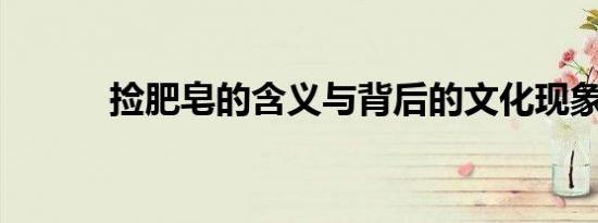 捡肥皂的含义与背后的文化现象