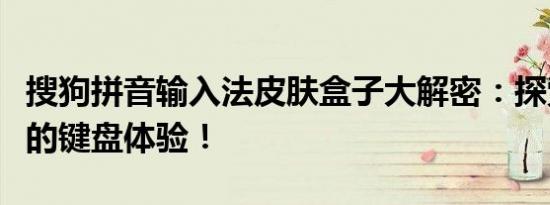 搜狗拼音输入法皮肤盒子大解密：探索定制化的键盘体验！