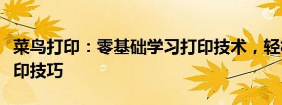 菜鸟打印：零基础学习打印技术，轻松掌握打印技巧