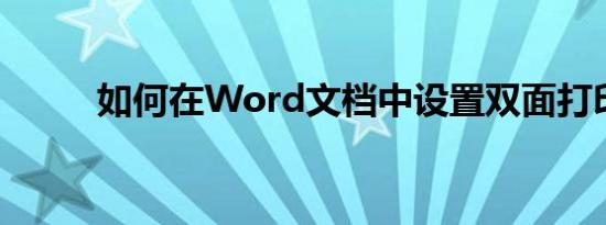 如何在Word文档中设置双面打印