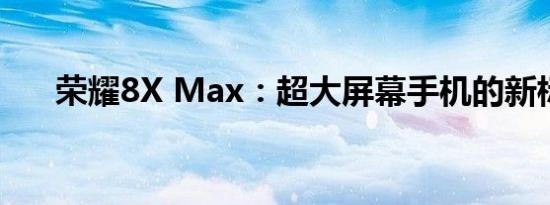 荣耀8X Max：超大屏幕手机的新标杆