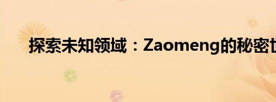 探索未知领域：Zaomeng的秘密世界
