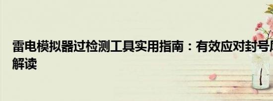雷电模拟器过检测工具实用指南：有效应对封号风险与策略解读