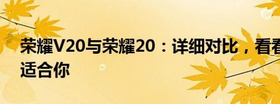 荣耀V20与荣耀20：详细对比，看看哪个更适合你