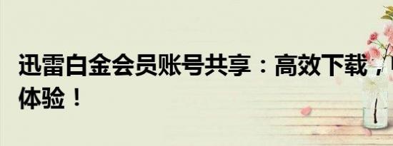 迅雷白金会员账号共享：高效下载，畅享尊贵体验！