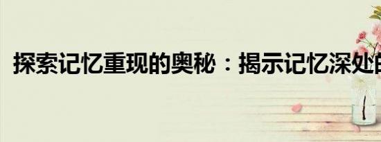 探索记忆重现的奥秘：揭示记忆深处的秘密
