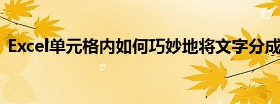 Excel单元格内如何巧妙地将文字分成两行？