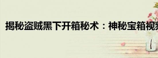 揭秘盗贼黑下开箱秘术：神秘宝箱视频揭晓