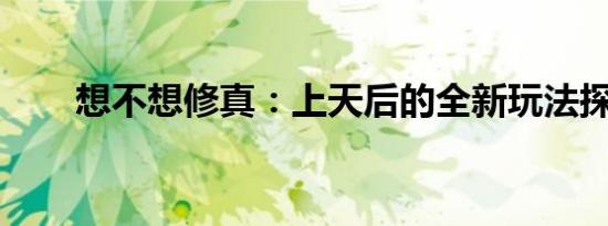 想不想修真：上天后的全新玩法探索