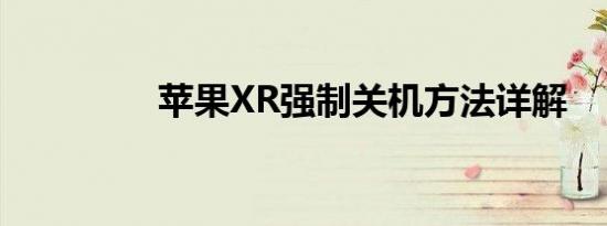 苹果XR强制关机方法详解