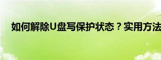 如何解除U盘写保护状态？实用方法解析