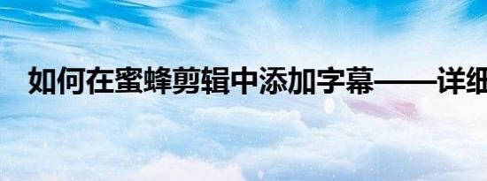 如何在蜜蜂剪辑中添加字幕——详细教程